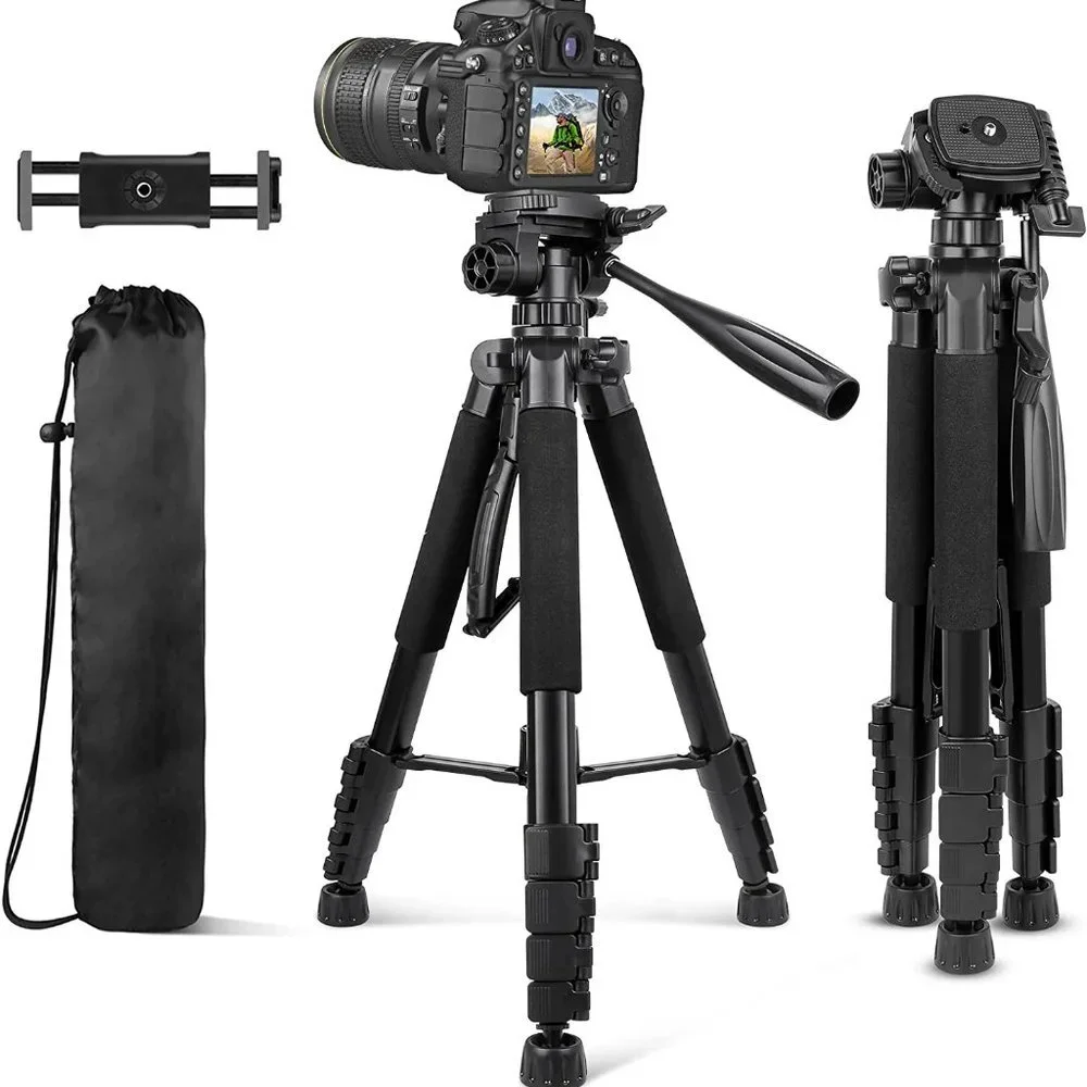 74’’ Camera Tripod with Travel Bag, Cell Phone Tripod with Wireless Remote